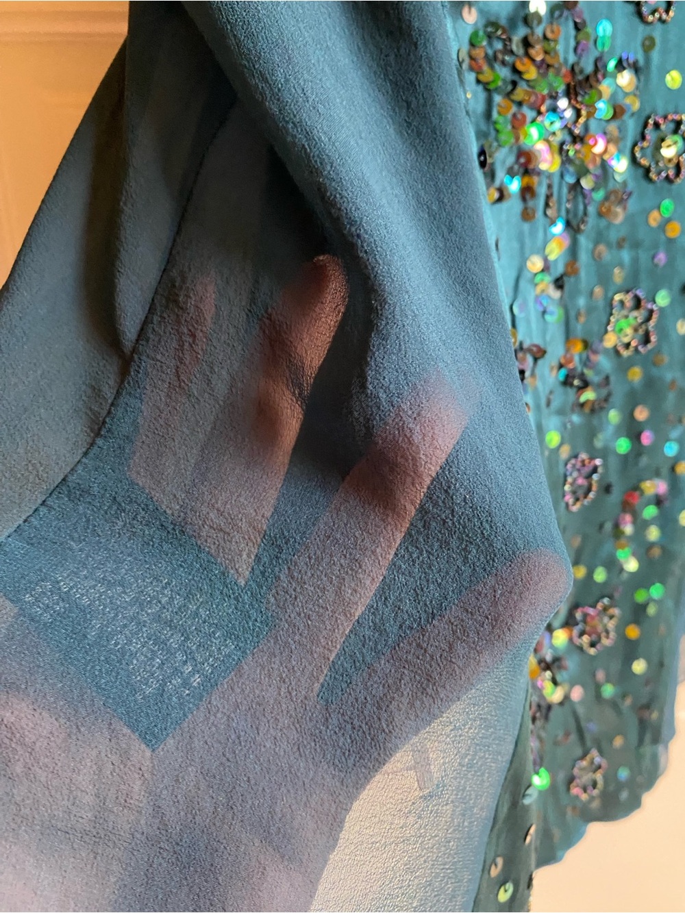NWT Vintage Y2K Bebe Silk Camisole Embellished with Floral Beads and Sequins L - Picture 7 of 13
